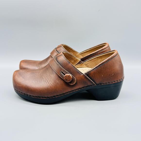 Dansko Shoes Women 8.5 Brown Leather Mary Jane Classic Clog Mule Slip On Comfort - Picture 4 of 11